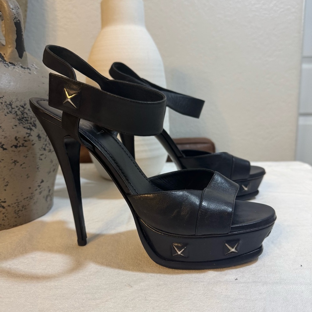 💯 Yves Saint Laurent Black Platform Heels w Straps Preloved ❌ FINAL PRICE - Picture 2 of 16